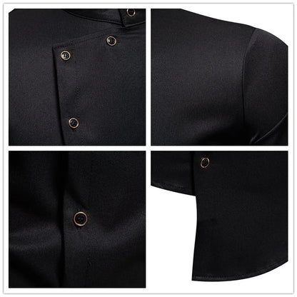 Mens Dress Shirts Vintage Personality Irregular Crop Long Sleeve Business Stand Collar Shirt Men Camisas Streetwear Blusas Tops