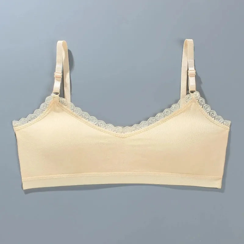 1 PCS Girls Lace Bras Children Breathable Underwear Kids Tube Tops Soft Cotton-padded Teens Youth Girls Washable Bras Camisoles