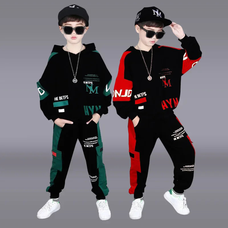 Teen Boy Sets 2025 New Children Spring Fashion Suit New Boys Clothing Set Kids Letter Hoodies+Sports Pants 2 Pcs Outfits