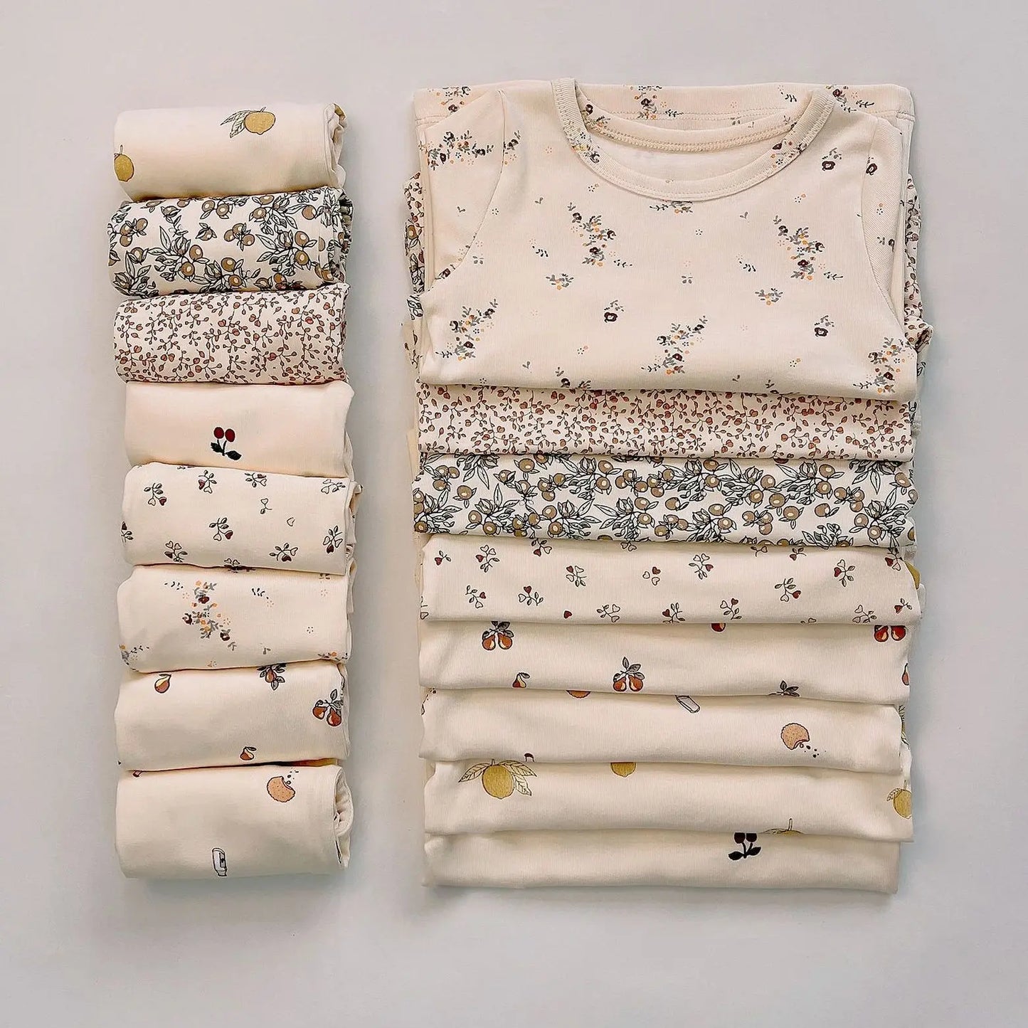 Baby Pajamas Casual Home Clothes Children's Clothing Cherry Lemon Flowers Pajama Baby Infant Autumn Spring Winter 2022