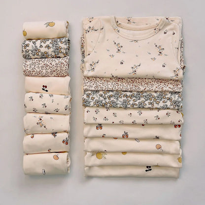 Baby Pajamas Casual Home Clothes Children's Clothing Cherry Lemon Flowers Pajama Baby Infant Autumn Spring Winter 2022