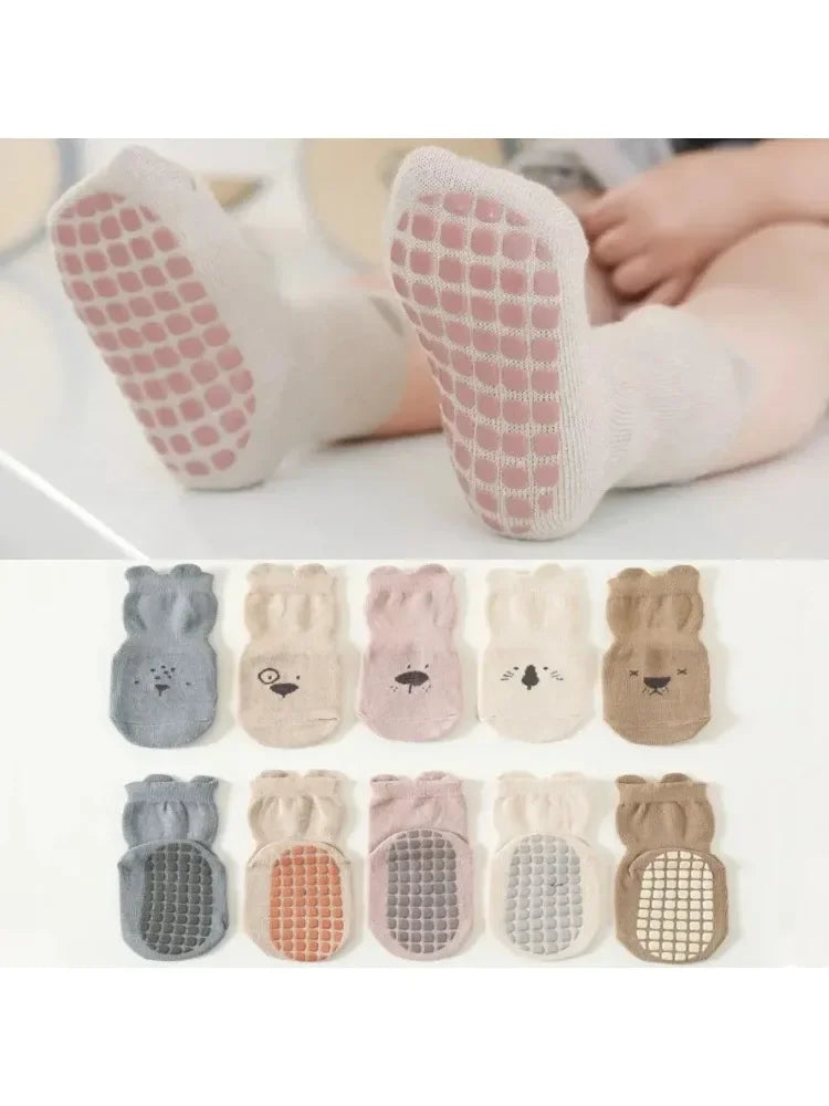 3/5/1Pairs/Lot Baby Socks Infant Newborn Anti-Slip Cotton Floor Socks For Girls Boys Cute Unisex Rubber Grips Toddler Socken