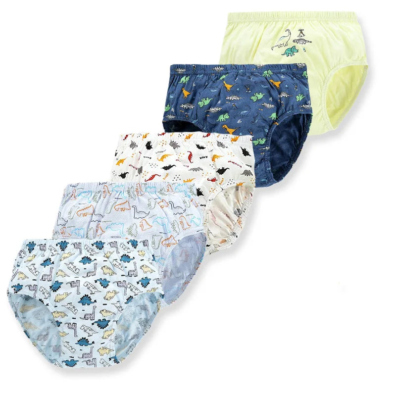 5 Pcs/Pack Boys Triangle Underwear High Quality Soft Cotton Children Briefs Dinosaur Cartoon School Kid Panties For Boy Age 3-13