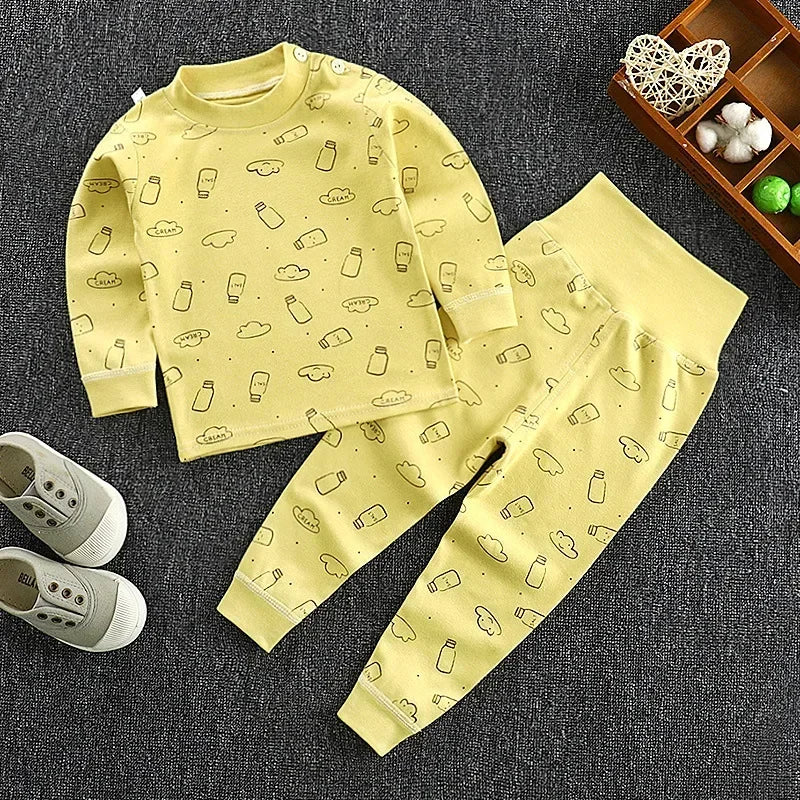 Baby Pajamas Children's Underwear Suit Boys and Girls' Pure Cotton High-waisted Autumn Clothes Autumn Pants Home Clothes