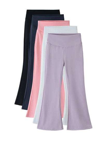 Girls Flared Pants High Waist Yoga Leggings Teenagers Stretch Elastic Waistband Kids Sportswear Trousers Autumn Spring