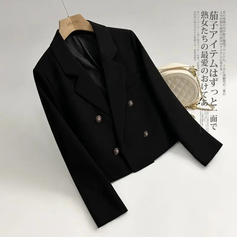 Autumn Girls short Blazer Coat White Black Fashion kids Double Breasted Suit Jacket Veste Pour Enfant Casaco Infantil Menina