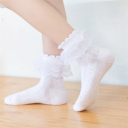 2023 Autumn Kids Socks For Girls Lace Tutu Baby Cotton Princess Children's Girls Socks Fashion Ruffled Teenagers Sock 1-15Years