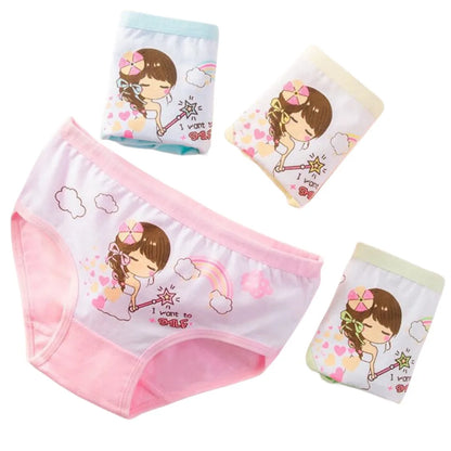 Girls Briefs Fine Cotton Underwear Cute Prints Panties Kids Breathable Soft Healthy Underpants Girls Boxer 4pcs/Lot Size 3-10T