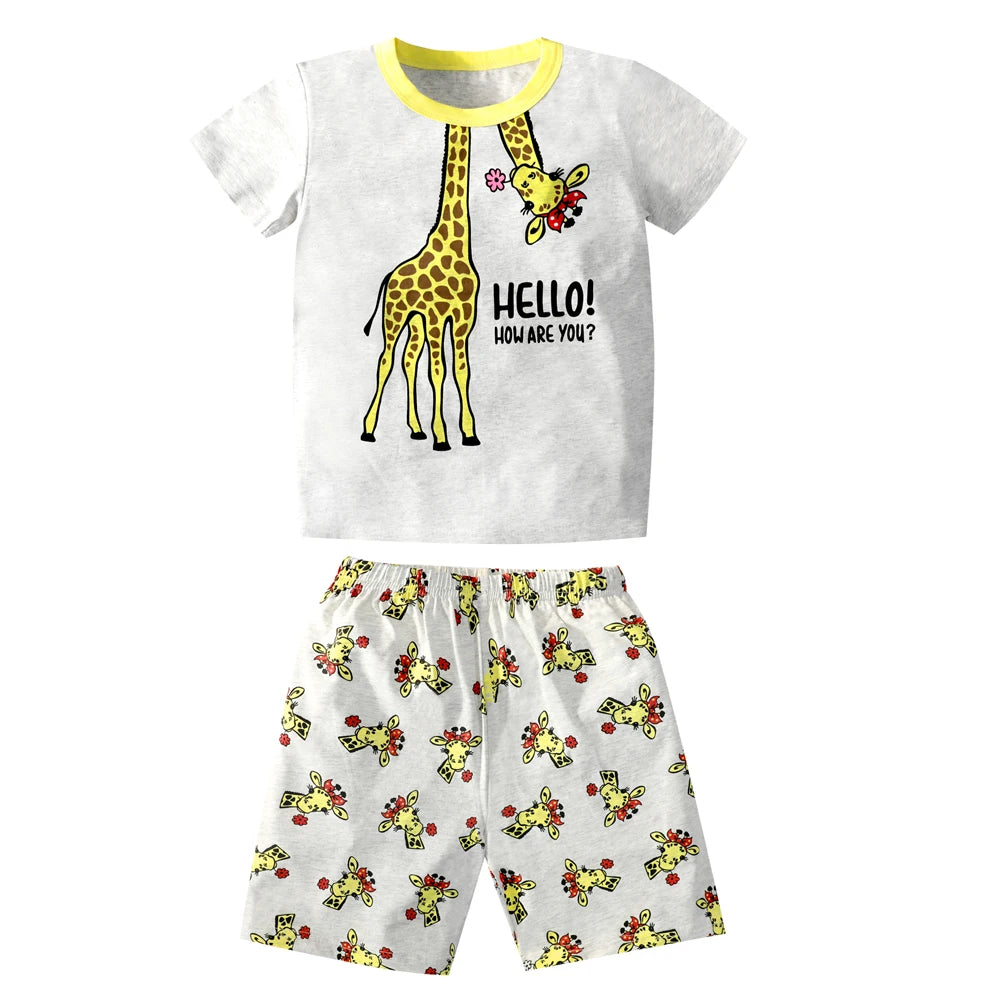 Girls Cool Panda Home Clothes Kids Cartoon Priting Pajamas Children Monster Dinosaur Sleepwear Unicorn Pijama For 2-12 Years