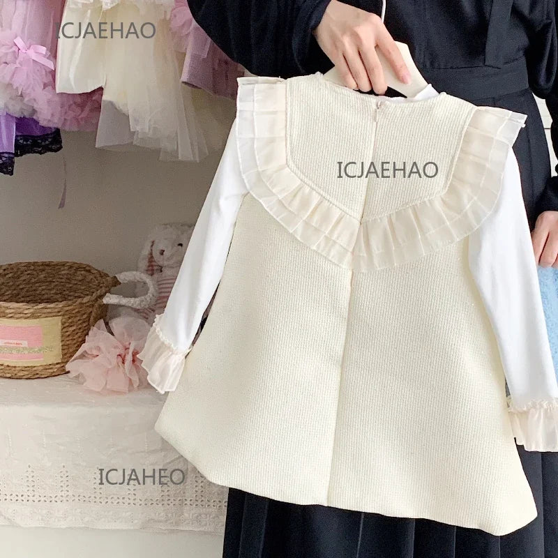Teen Girl Clothes 2025Children Girls Sleeveless Underwear Spring Fall Outfit Dresses 2 Piece Set Costume Baby Kids Long Sleeve