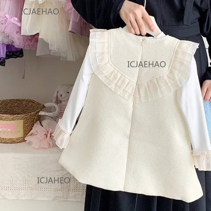 Teen Girl Clothes 2025Children Girls Sleeveless Underwear Spring Fall Outfit Dresses 2 Piece Set Costume Baby Kids Long Sleeve
