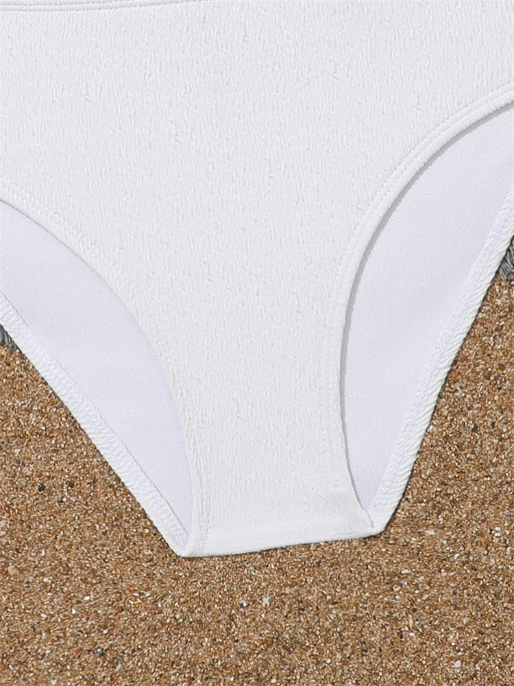 Girls' Swimsuit Bikini 2026 New Solid One Shoulder Bikinis Set Children Swimwear Summer High Waist Kids Beach Wear Bathing Suit