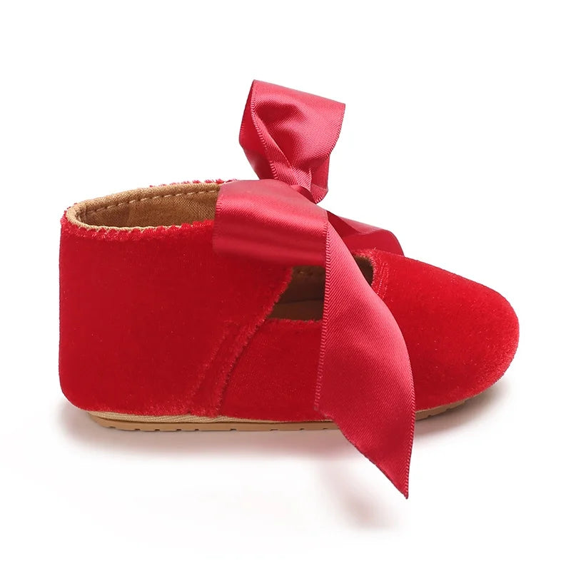 Girls' Princess Baby Shoes Cute Bow Flat Bottom Walking Children's Shoes First Step Newborn Baby Comfortable Soft Sole Footwear