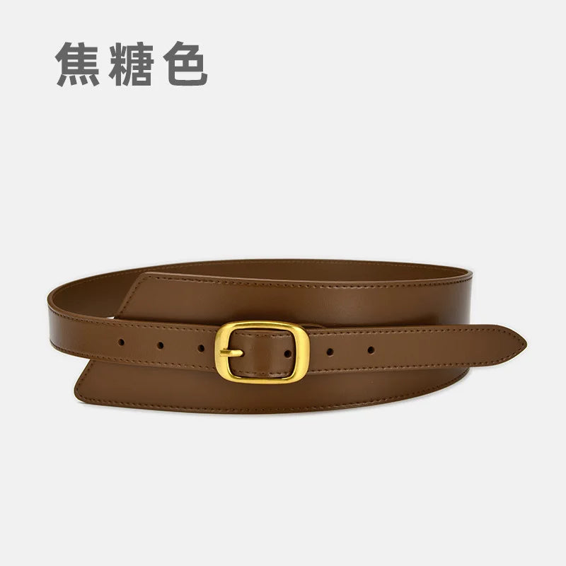 Fashion Belts for Women Leather Waistbands Gold Square Pin Buckle Cummerbunds HOT Body Corset Cummerbund Female Wide Soft Belt