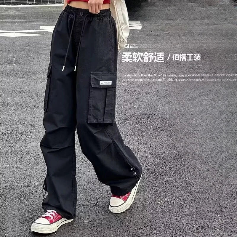 Girls Cargo Pants Kids Solid Color Pant Teenage Fashion Trousers 2026 Spring Autumn Children's Clothing Sports Wear