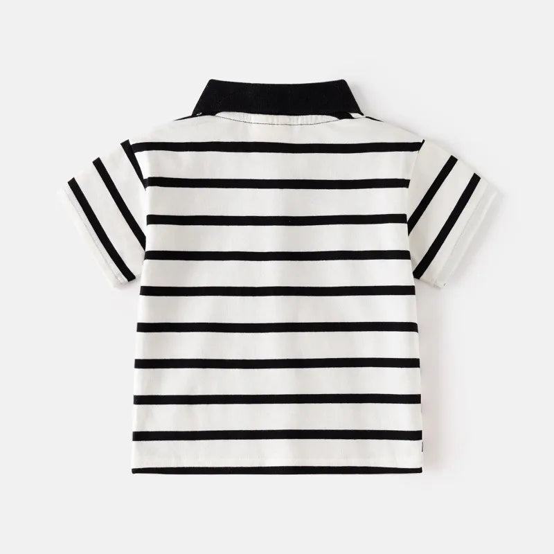HoneyCherry Boys' Short-sleeve Polo Shirts Summer Cartoon-printed Stylish Turn-collar Tops Boy T-shirts