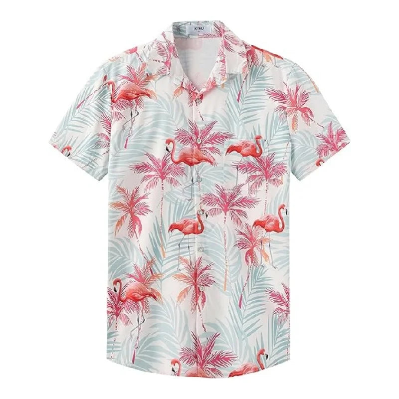 Men's Hawaiian shirt: casual summer button up short sleeved beachwear