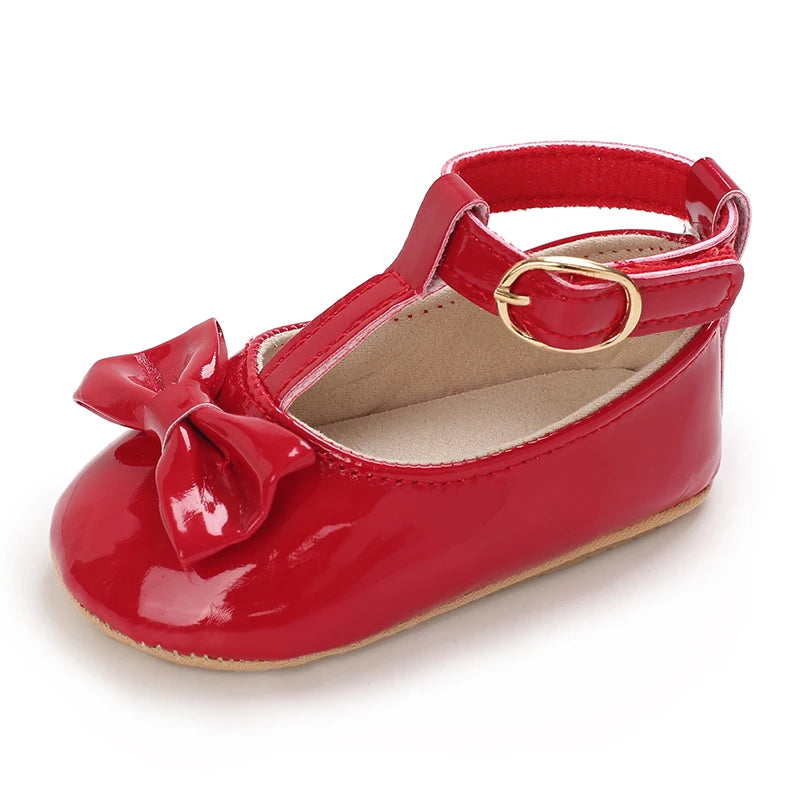 Girls' Princess Shoes Red Shoes Butterfly Bow Shiny Surface Walking Shoes Ladies' Baby Shoes Baby Shoes For Going Out Low
