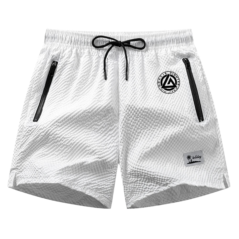 Men's Casual Printed Swim Trunks For Beach Swimming Surfing Beach Wear Summer Outdoor Fitness Training With Zippered Pockets