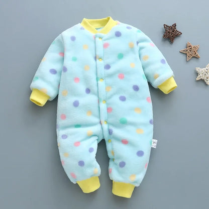 Baby Boy Autumn Winter Warm Pajamas 0-18 Months Infant Girl Flannel Comfortable Jumpsuit Kid Soft Skin-friendly Outwear Romper