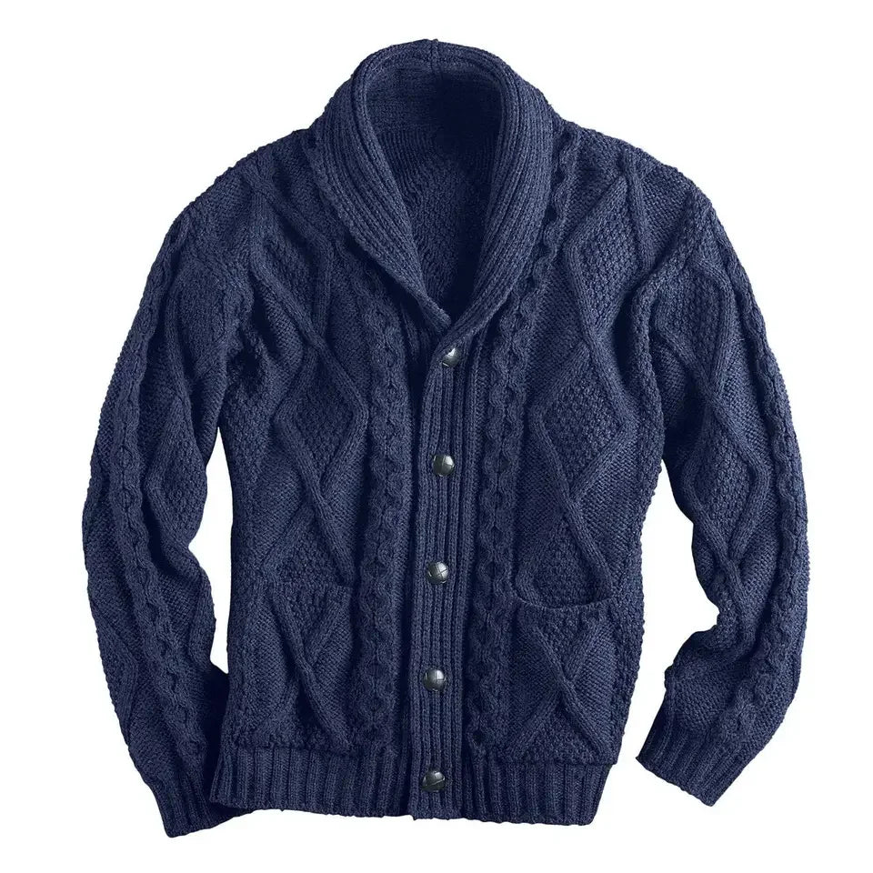Fall/winter Sweater Men 2023 Fashion Solid Color Long Sleeve Lapel Coat Knitted Cardigan for Men