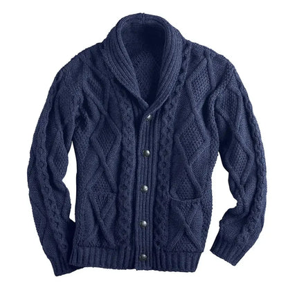 Fall/winter Sweater Men 2023 Fashion Solid Color Long Sleeve Lapel Coat Knitted Cardigan for Men