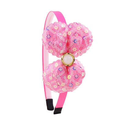 Large Shiny Bow Headbands for Baby Girls, Glitter Headbands with Pearl for Kids, Sparkling Accessories for Toddlers