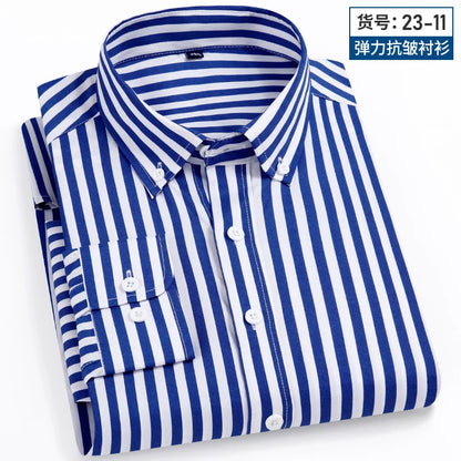 Men's Business Casual Long Sleeve shirt Classic striped social dress shirt Wear free, wrinkle-resistant and easy to care for