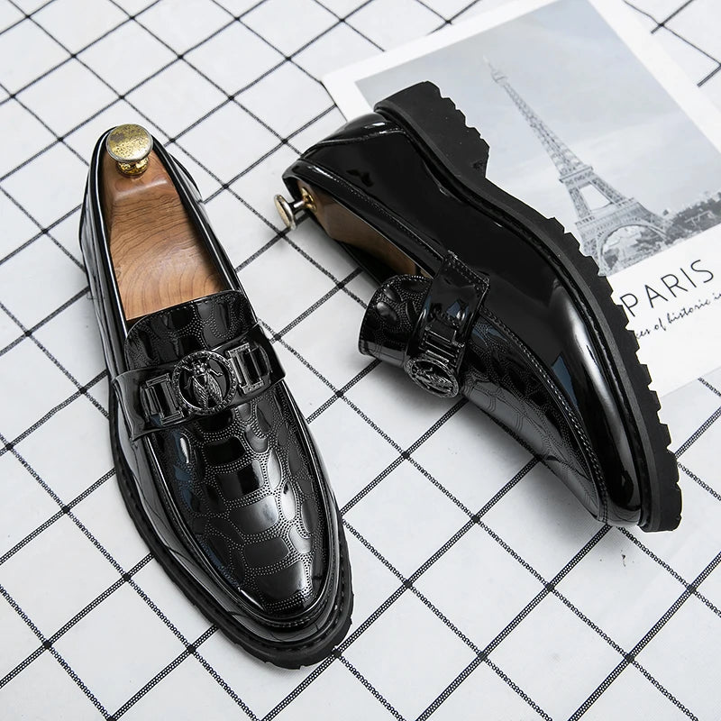 Men's Dress Shoes Formal Designer Comfortable Embossed Leather Luxury Wedding Italian Male Casual Business Shoes for Men Loafers