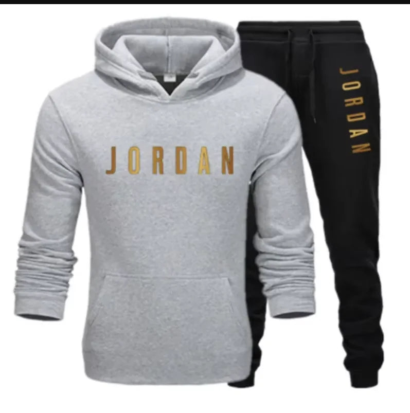 Men's printed sports suit hoodie and sweatpants two-piece set suitable for casual sports street wear