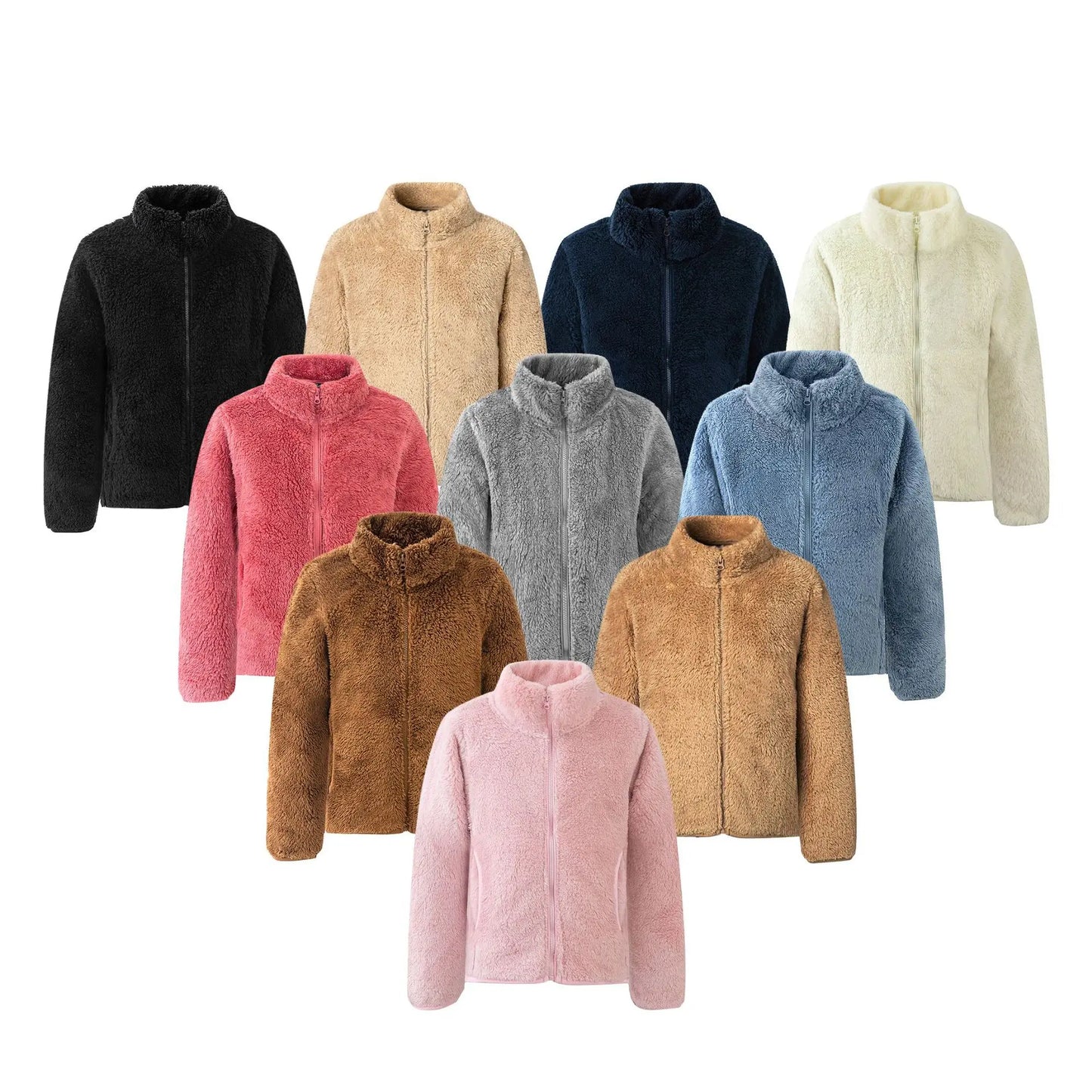 Winter Warmth Girls and Boys Plain Full Polar Fleece Turtleneck Zip Jackets Child Coat School Kids Outfit Tops 5-14 Years