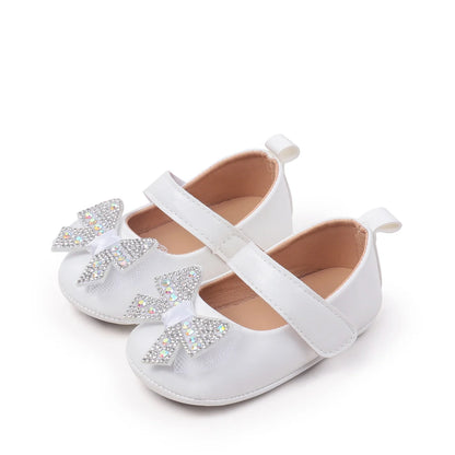 Baby Girls Shoes PU Toddler Princess Dress Shoes For Girls With Bowknot Flat Non-Slip Rubber Soles Spring Summse Infant Shoes