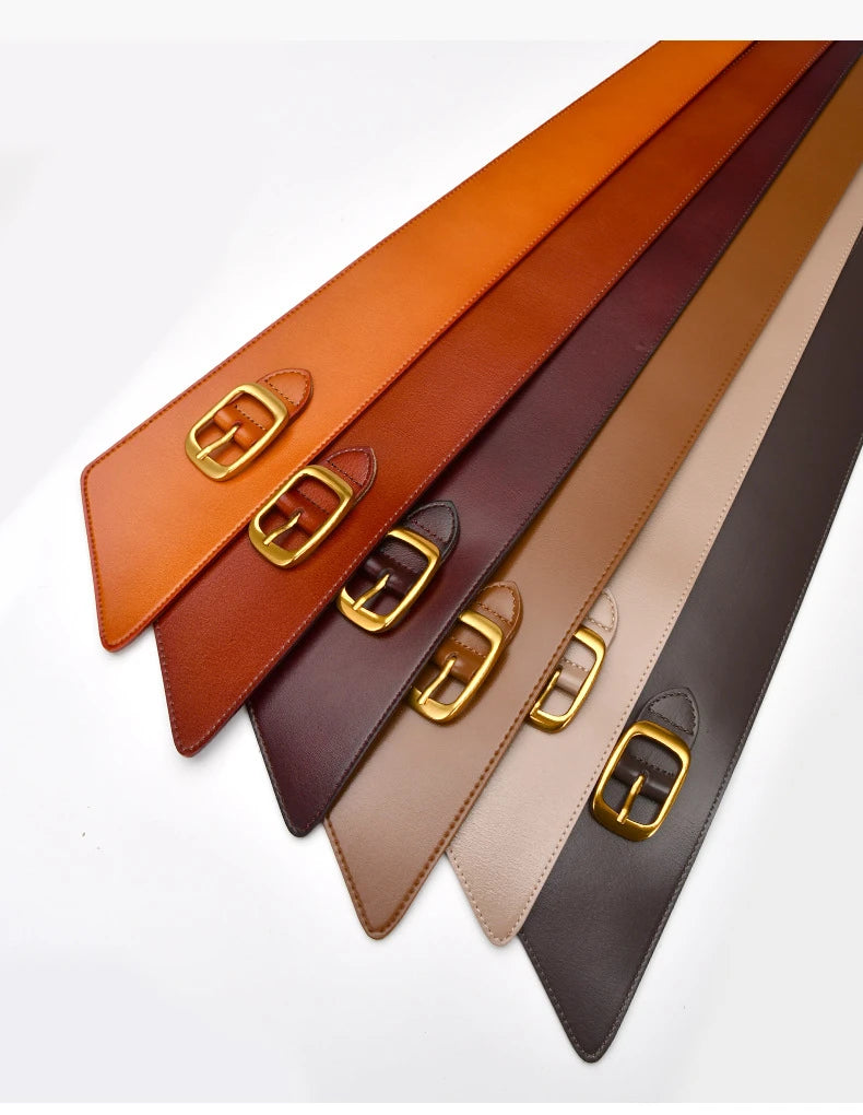 Fashion Belts for Women Leather Waistbands Gold Square Pin Buckle Cummerbunds HOT Body Corset Cummerbund Female Wide Soft Belt