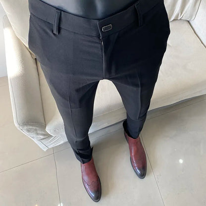 Men Dress Pants Thin Suit Pants Stretch Slim Formal Trousers Calça Masculina Solid Casual Pantalone Hombre Fashion Men Clothing