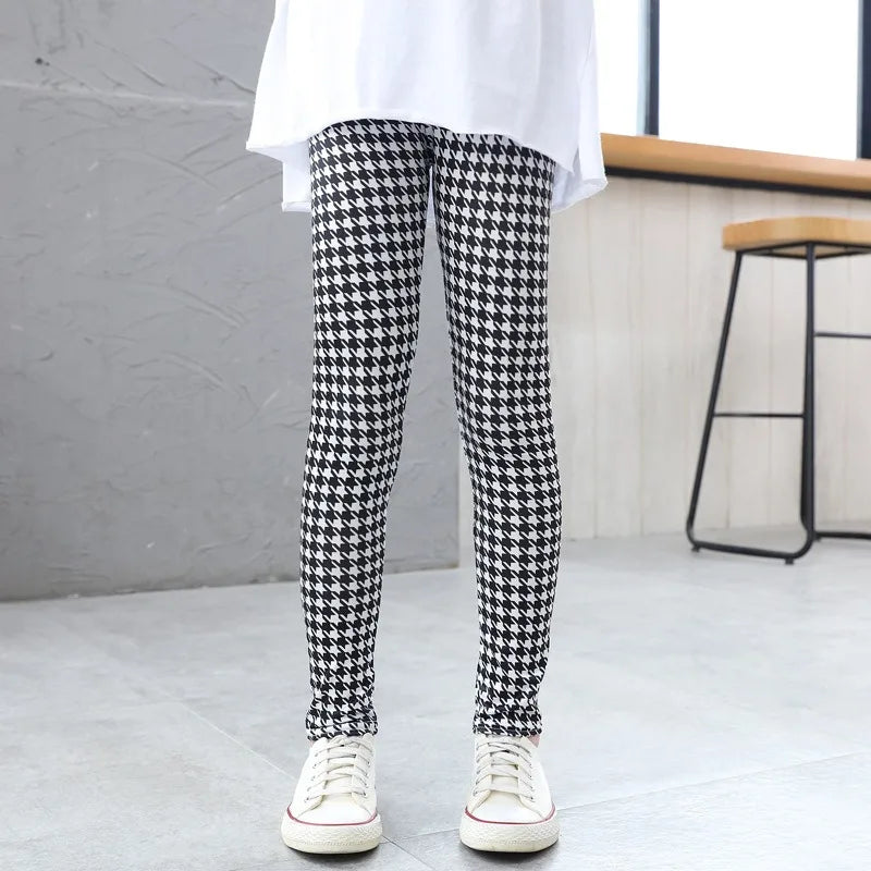Girls' Pants Summer Thin Children's Elastic Leggings Baby Milk Screen Printed Floral Long Pants Slim Fit Ages 3-11Y