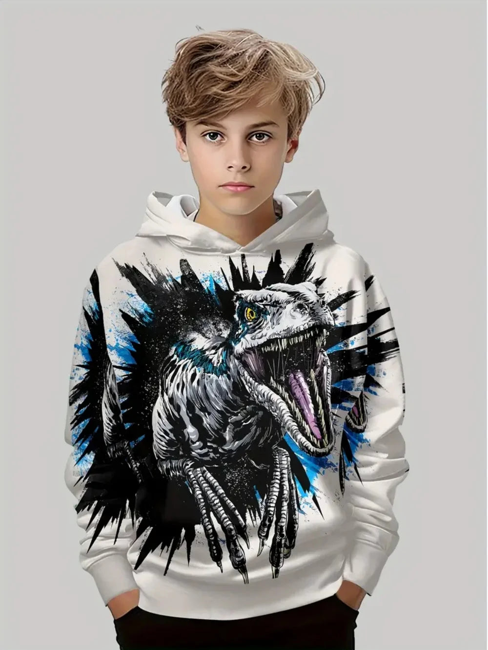 Boys' Hoodies Dinosaur 3d Print Autumn Long Sleeve Tops Pullover Baby Boy Clothes Sweatshirt Outdoor Causal Children's Clothing