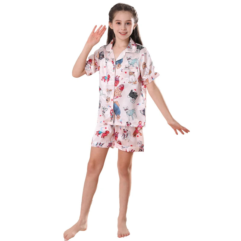 Pajamas for children Set Spring and Autumn Cartoon Pattern Short sleeved Summer Comfortable children's sleepwear loungewear