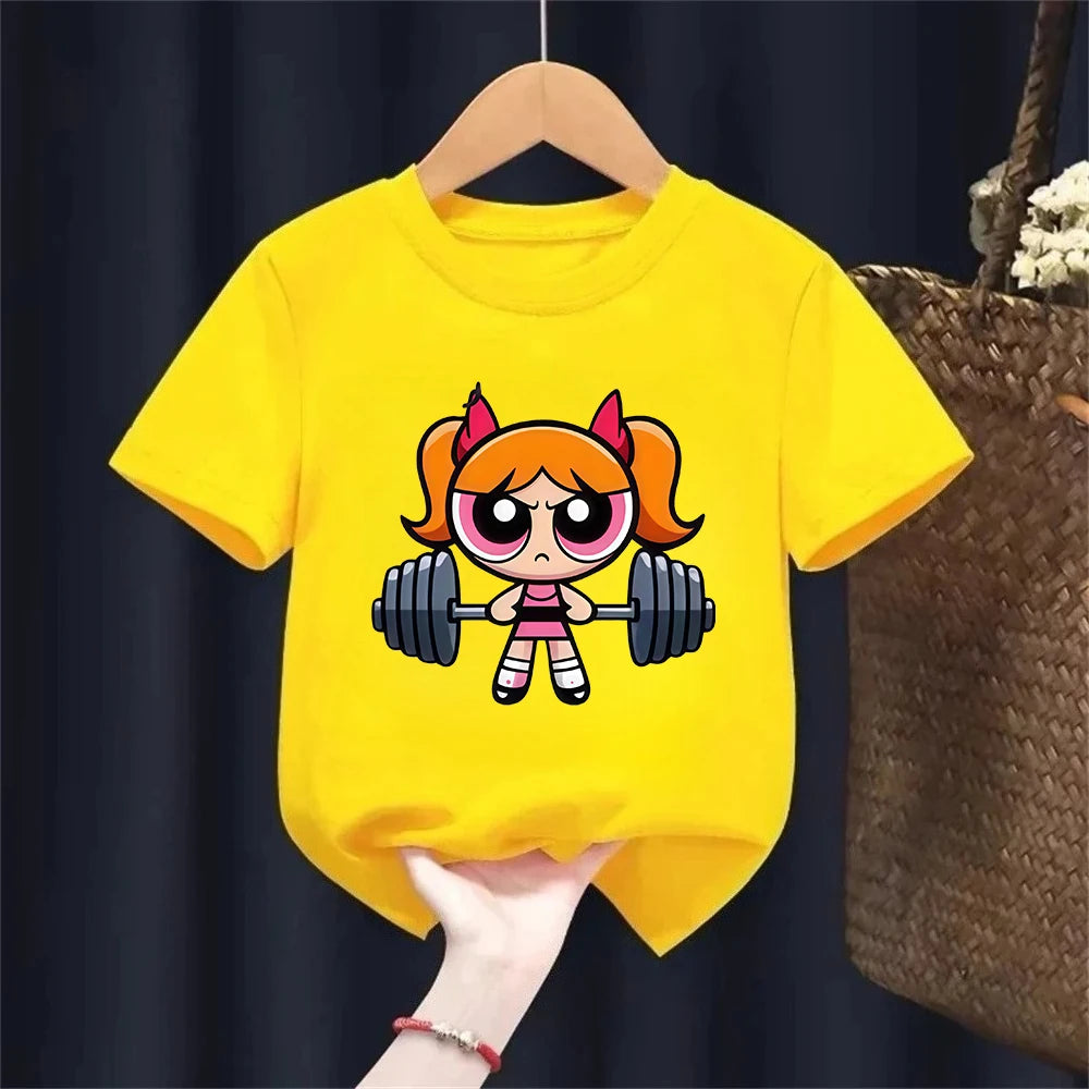 Girls Super Powerful Blouse Training Streetwear T-shirt Kids Shirt Academy Fitness T-shirt