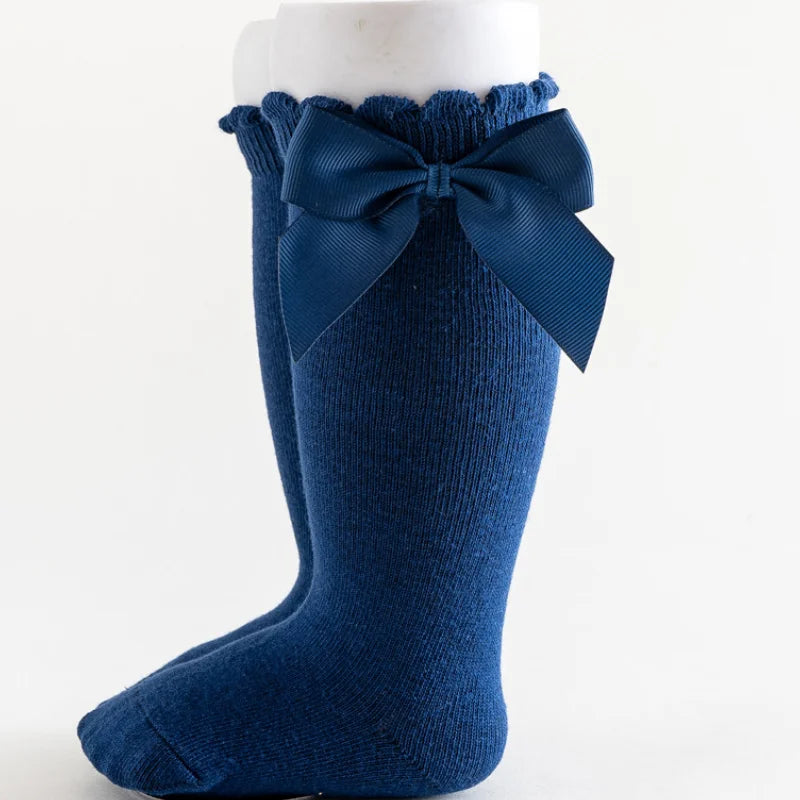 Kids Girls Socks With Bows Knee High Princess Socks For Girl Cute Newborn Baby Cotton Sock Long Tube Bow Children Socks