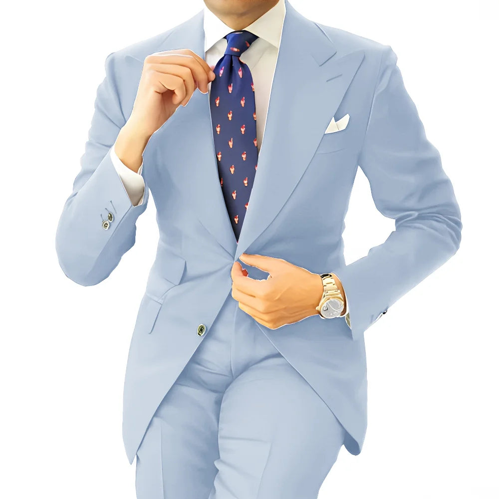 Formal Men's Suit Office Long Work Clothes Groom Tuxedo Jacket Pants XS-5XL Tailored Suit Dark Gray Blazer