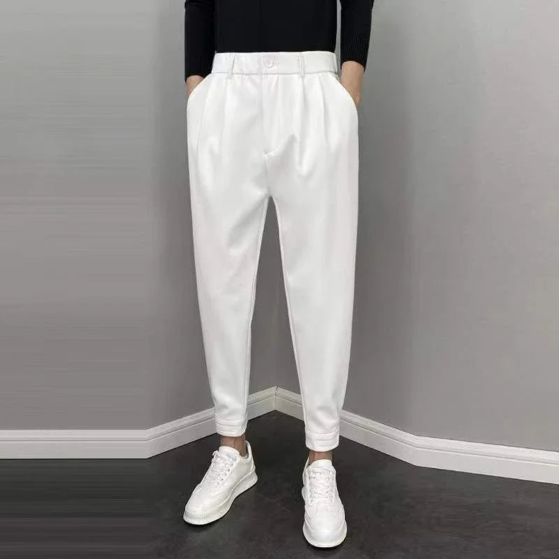 Draped Fluid Trousers for Men Office Work Man Suits Pants Plus Big Size Fabric Slacks Luxury Fashion Korean Reviews Many Dress