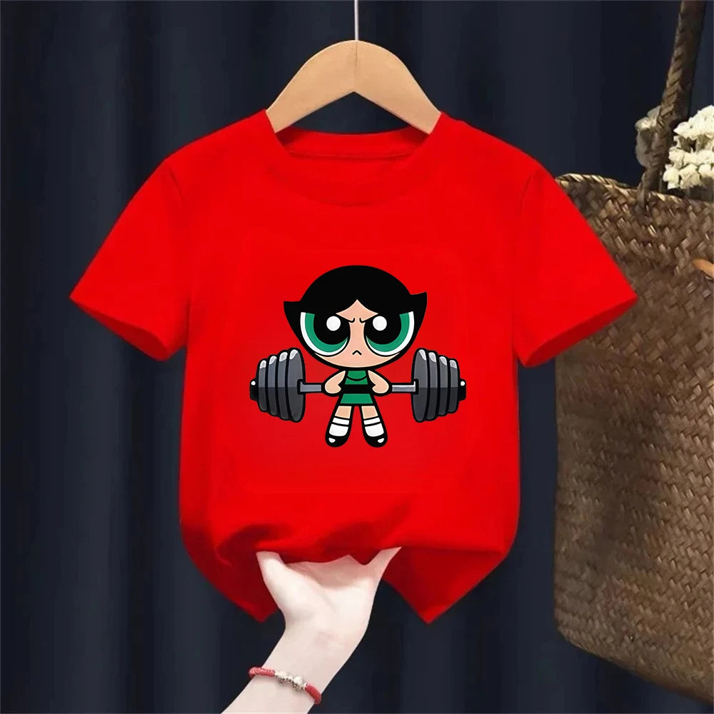 Girls Super Powerful Blouse Training Streetwear T-shirt Kids Shirt Academy Fitness T-shirt