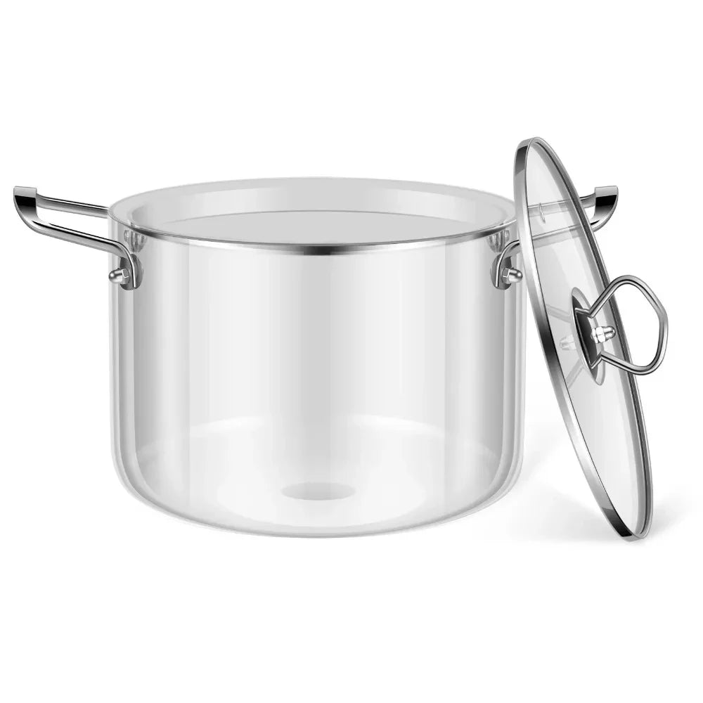 Covered Glass Cooking Pot with Lid 1.6L Heat Resistant Glass Soup Pot Dual Handles Glass Saucepan Kitchen Cooking Tools