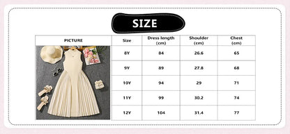 Summer New Teen Girls Dress Solid Color Patchwork Sleeveless A-Line Dress For 8-12 Years Girls Daily Casual Elegant Dance Dress