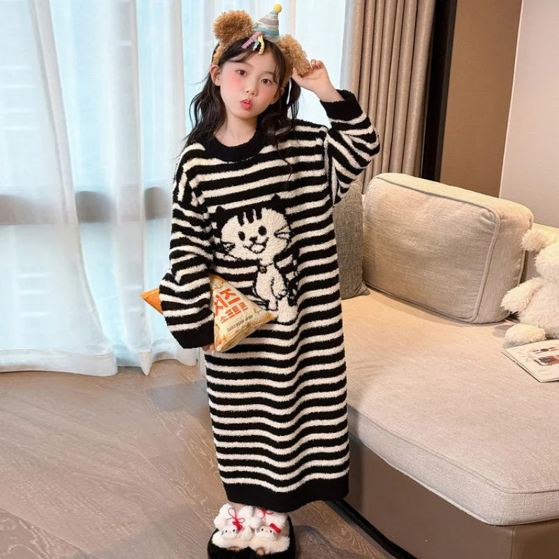 Girls Pajamas 2025 New Children's Nightgown Children's Autumn and Winter Loungewear