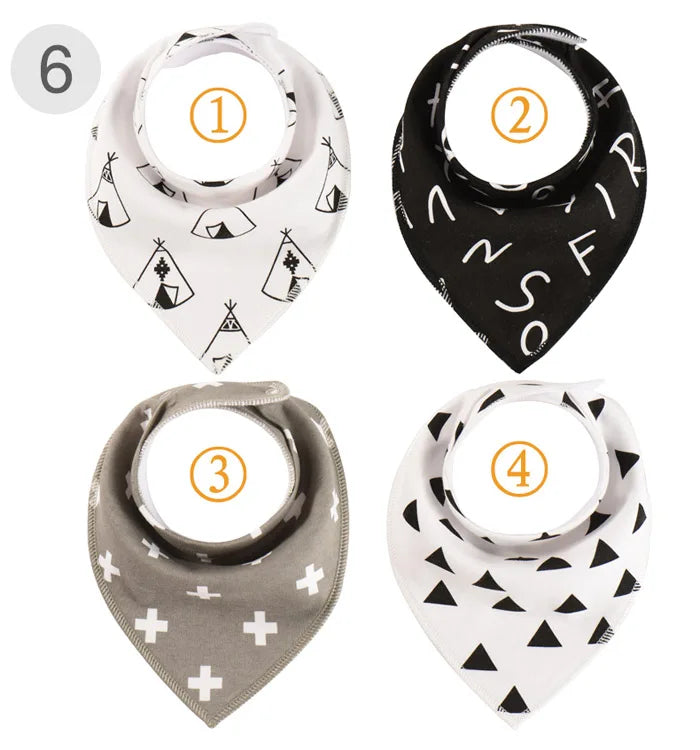 4 Pieces New Baby Bibs For Boy&Girl Burp Cloths Bandana Bibs Baby Bandana Infant Waterproof Dribble Bib Towels