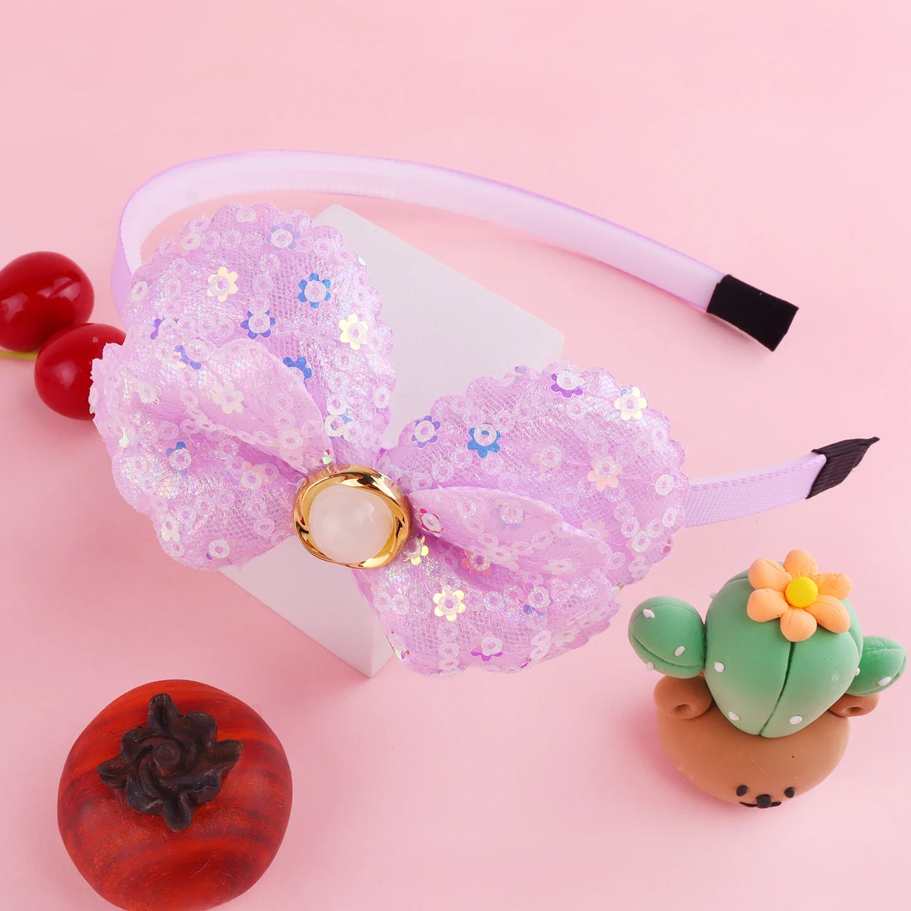 Large Shiny Bow Headbands for Baby Girls, Glitter Headbands with Pearl for Kids, Sparkling Accessories for Toddlers