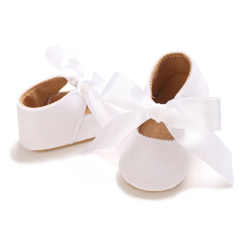 Girls' Princess Baby Shoes Cute Bow Flat Bottom Walking Children's Shoes First Step Newborn Baby Comfortable Soft Sole Footwear