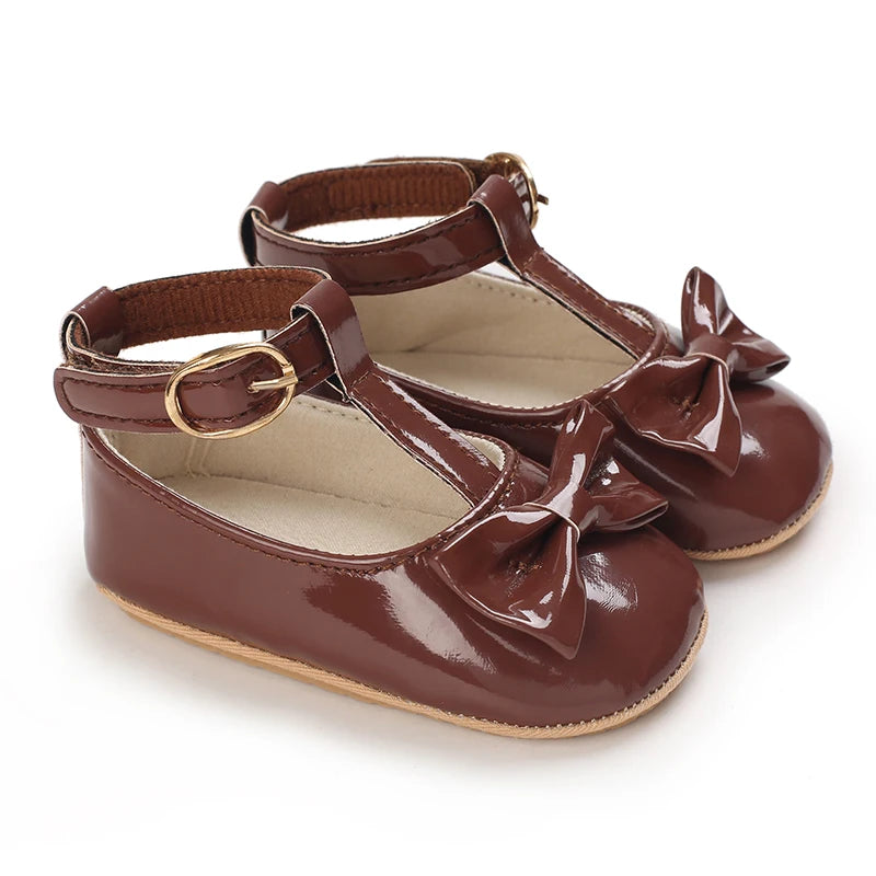 Girls' Princess Shoes Red Shoes Butterfly Bow Shiny Surface Walking Shoes Ladies' Baby Shoes Baby Shoes For Going Out Low