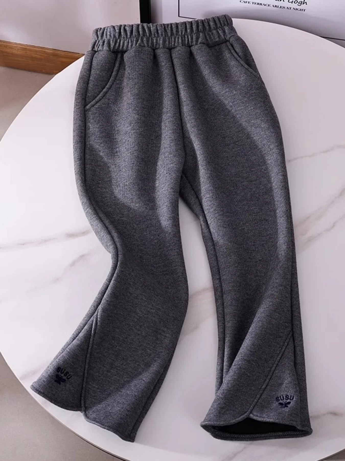 Girls Flared Jogger Pants Spring, Kids Casual Sweatpants High-Waist Design, Fashionable Elastic Cuff Trousers for Big Girls